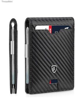 Mens Slim Bifold Wallet Money Clip RFID Blocking Credit Card Holder